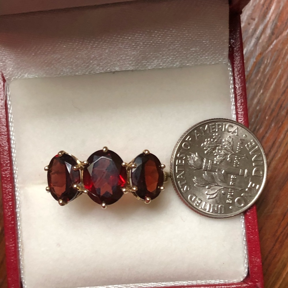 Large red garnet real yellow gold ring - Picture 8 of 8